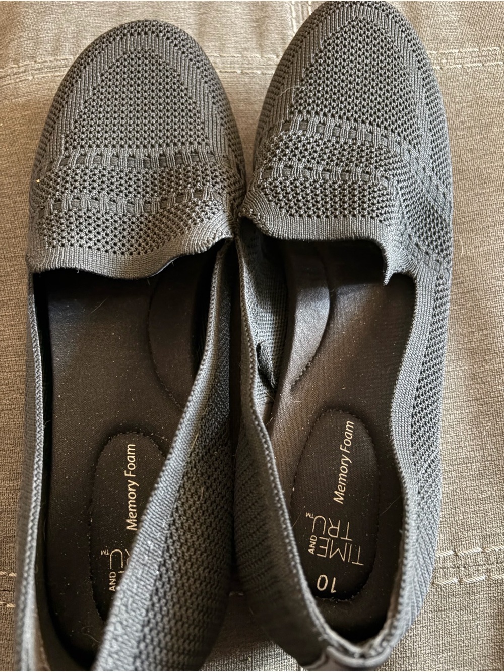 Time and Tru Black Knit Memory Foam Slip-On Flats